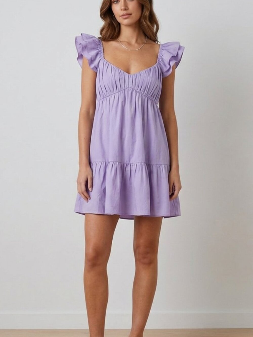 Abercrombie & Fitch M Lavender Ruffle Sleeve Babydoll Mini Dress NWT